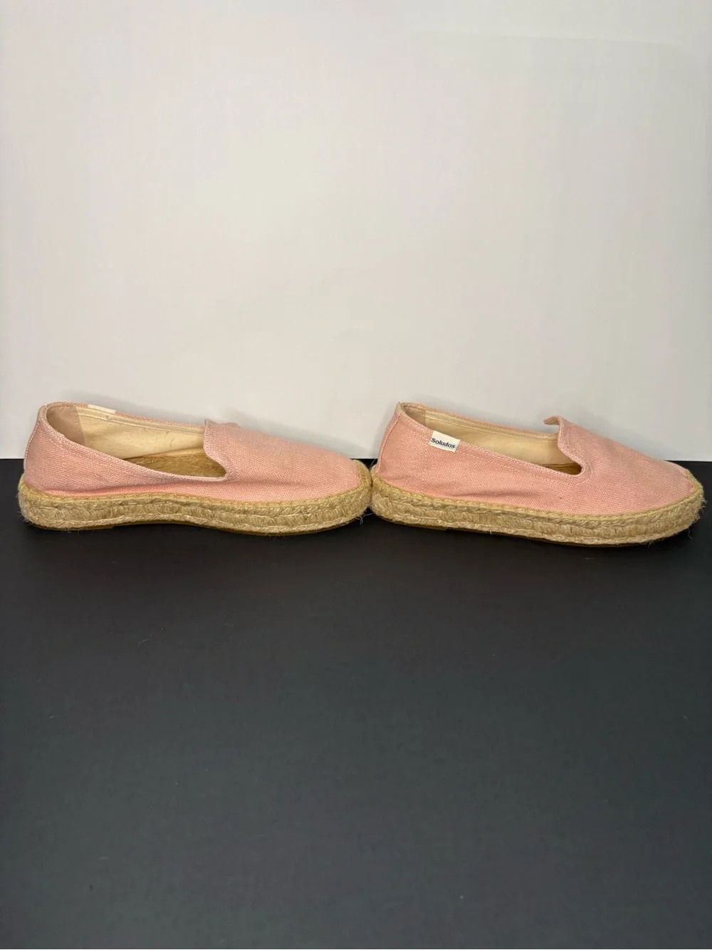 Soludos Pink Canvas Smoking Slipper Espadrilles Flat Loafers Size 6.5